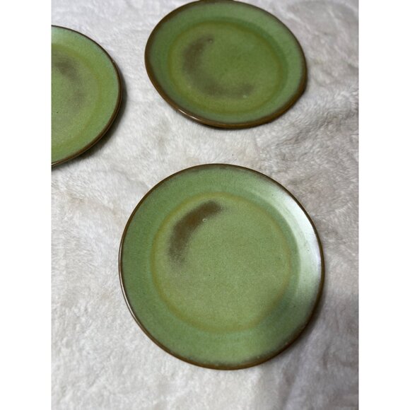 Frankoma Prairie green wagon wheel desert plate lot of 4 - Picture 3 of 7